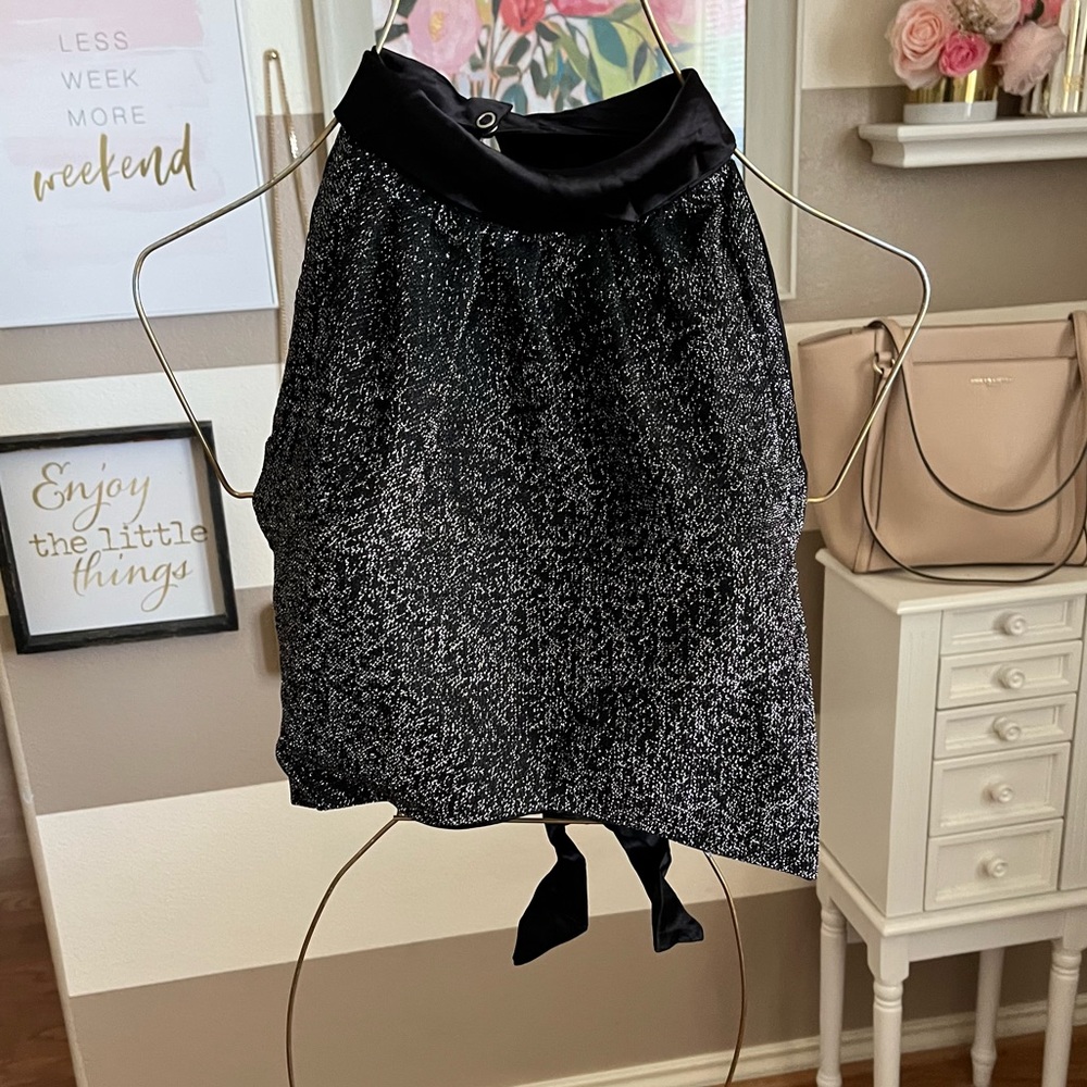Black Silver bare back crop top
